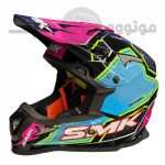 کلاه کاسکت کراسی برند smk مدل Glossy pink blue
