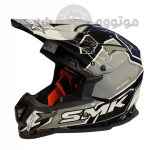 کلاه کاسکت کراسی برند smk مدلGlossy white black