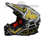 کلاه کاسکت کراسی برند smk مدلGlossy yellow gray