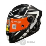 کلاه کاسکت فک ثابت برند ls2 مدل Glossy black white FF300