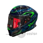 کلاه کاسکت فک ثابت برند smk مدل AGNAR Glossy blue green