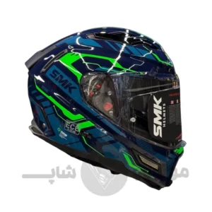 کلاه کاسکت فک ثابت برند smk مدل AGNAR Glossy blue green