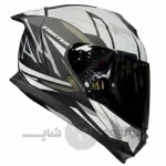 کلاه کاسکت فک ثابت برند استیل برد مدل SBH57 Matte black white