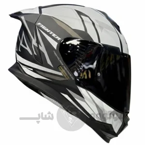 کلاه کاسکت فک ثابت برند استیل برد مدل SBH57 Matte black white