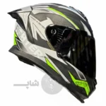 کلاه کاسکت فک ثابت برند استیل برد مدل Matte black white green