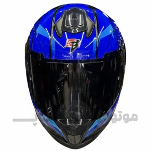 کلاه کاسکت فک ثابت برند استیل برد مدل Glossy black blue