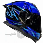 کلاه کاسکت فک ثابت برند استیل برد مدل Glossy black blue
