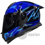 کلاه کاسکت فک ثابت برند استیل برد مدل Glossy black blue