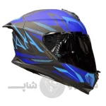 کلاه کاسکت فک ثابت برند استیل برد مدل Matte black blue SBH_57