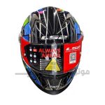 کلاه کاسکت فک ثابت برند ls2 مدل Glossy black mixcolor