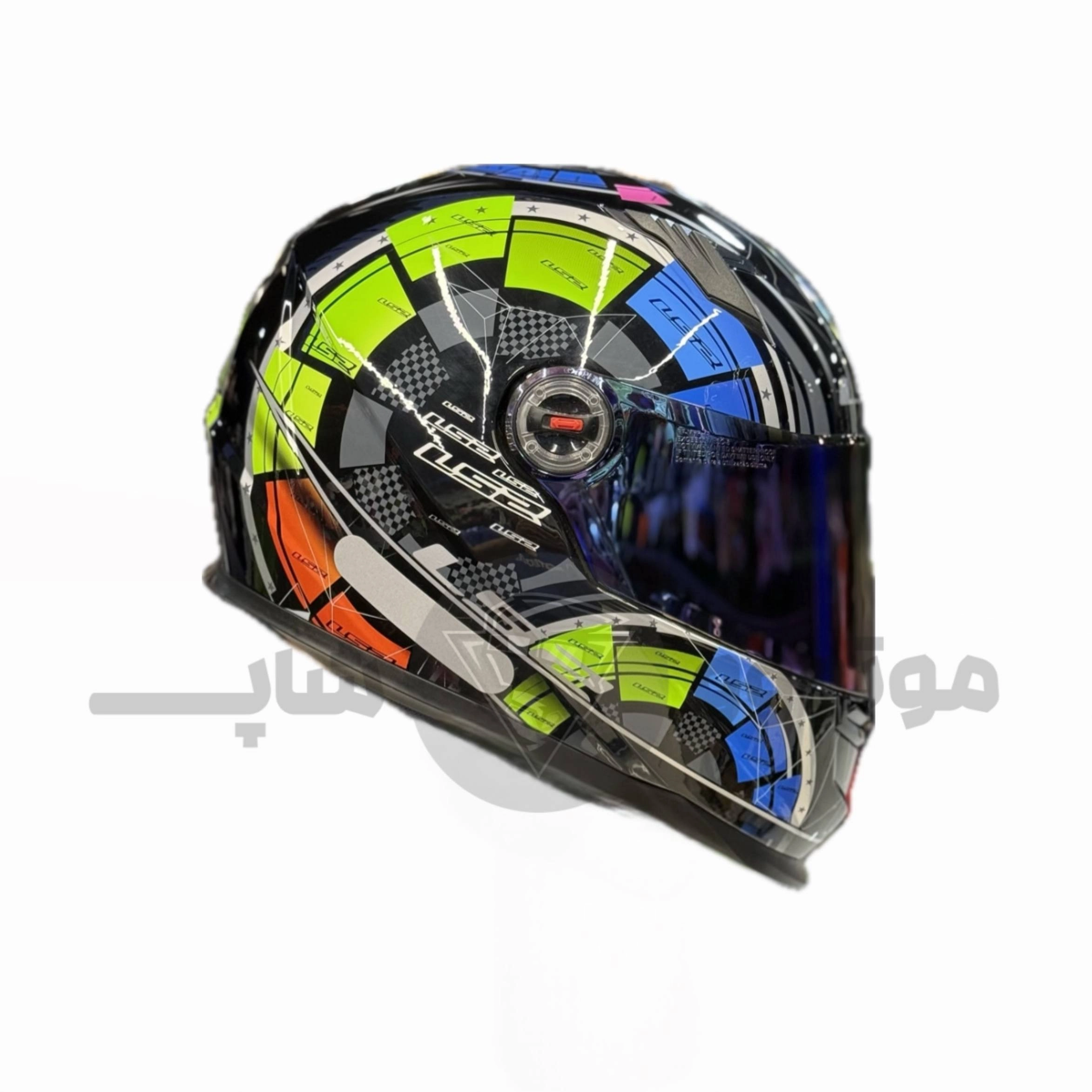 helmet-ls2-glossy-black-mixcolor کلاه کاسکت فک ثابت برند ls2 مدل Glossy black mixcolor