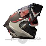 کلاه کاسکت فک متحرک برند ردلاین مدل 960 Matte black gray red