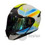 کلاه کاسکت فک متحرک برند SMK مدل GOLLWING White mixcolor