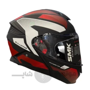 کلاه کاسکت فک متحرک برند SMK مدل GOLLWING Matt black white red