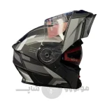کلاه کاسکت فک متحرک برند ردلاین مدل matte black gray line939