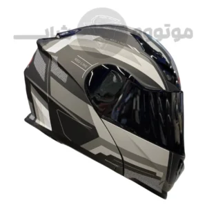 کلاه کاسکت فک متحرک برند ردلاین مدل matte black gray line939