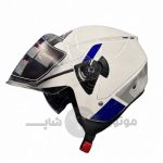 کلاه کاسکت بدون فک برند فلش مدل Glossy white blue