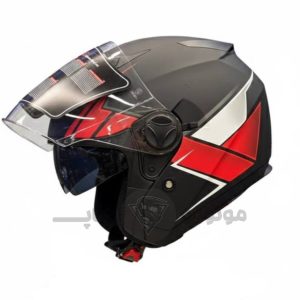 کلاه کاسکت بدون فک برند فلش مدل Matte black red white