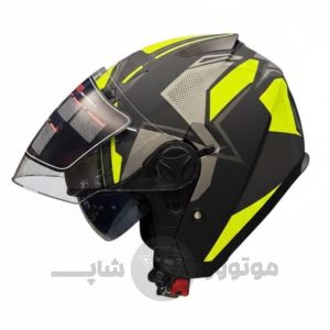 کلاه کاسکت بدون فک برند فلش مدل Matte black yellow