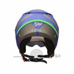 کلاه کاسکت بدون فک برند فلش مدل Matte blue line green
