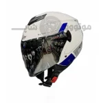 کلاه کاسکت بدون فک برند فلش مدل Glossy white blue