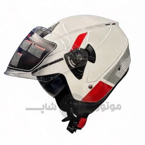 کلاه کاسکت بدون فک برند فلش مدل Glossy white red