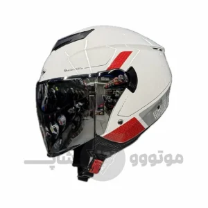 کلاه کاسکت بدون فک برند فلش مدل Glossy white red