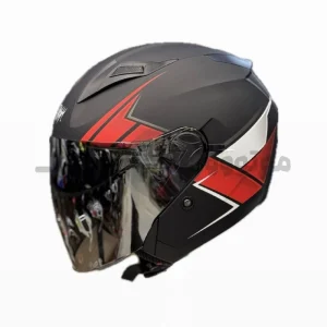 کلاه کاسکت بدون فک برند فلش مدل Matte black red white