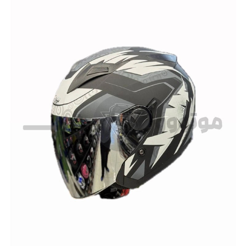 کلاه کاسکت بدون فک برند فلش مدل matte black white