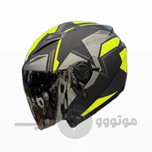کلاه کاسکت بدون فک برند فلش مدل Matte black yellow