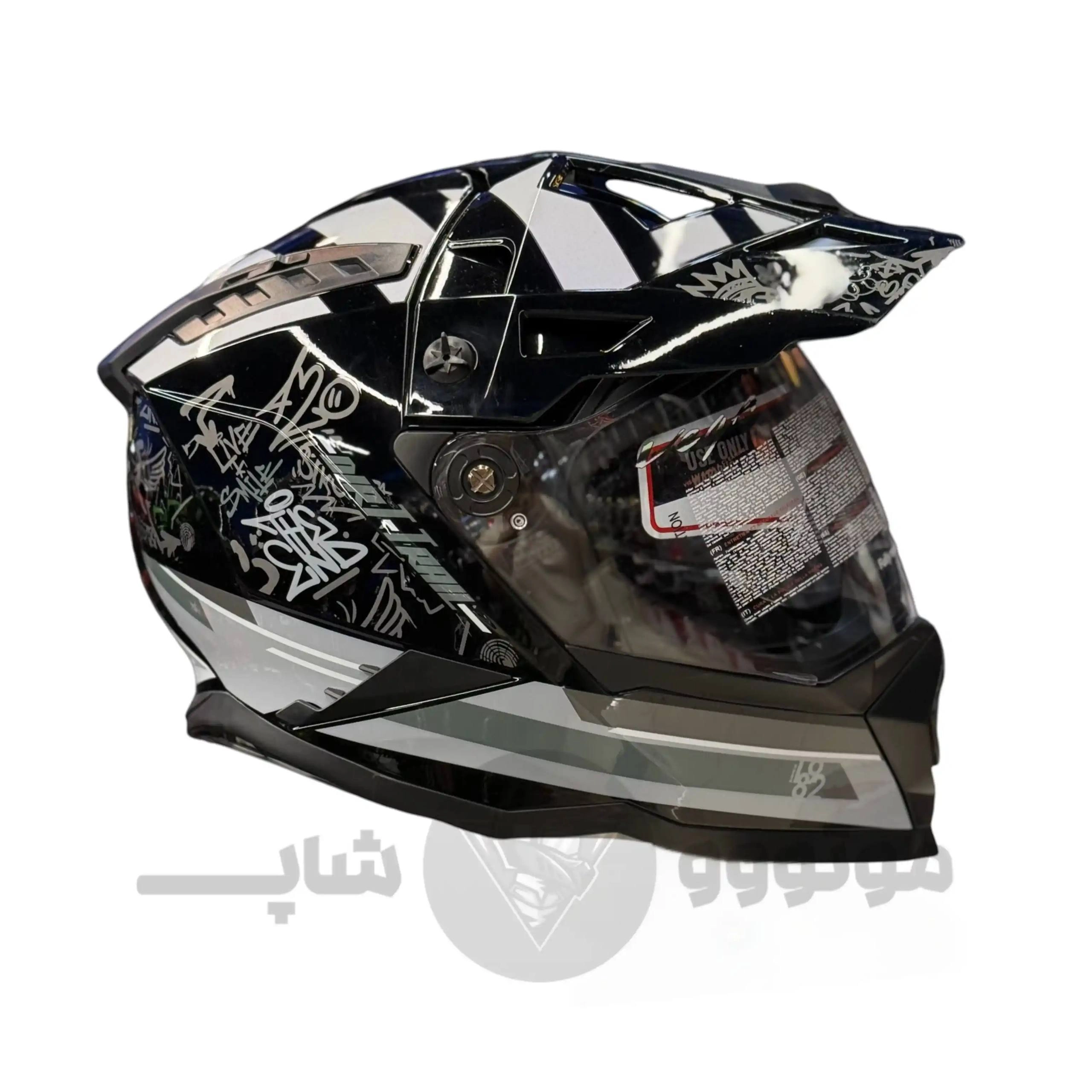 Helmet Adventure vega black white glossy 1 کلاه کاسکت ادونچری برند وگا black white glossy