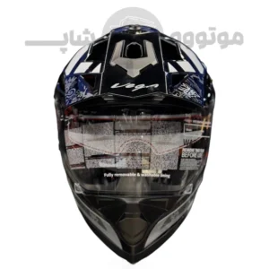 کلاه کاسکت ادونچری برند وگا black white glossy