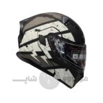 کلاه کاسکت فک متحرک برند da1 مدل 106 Black Matte Gray White