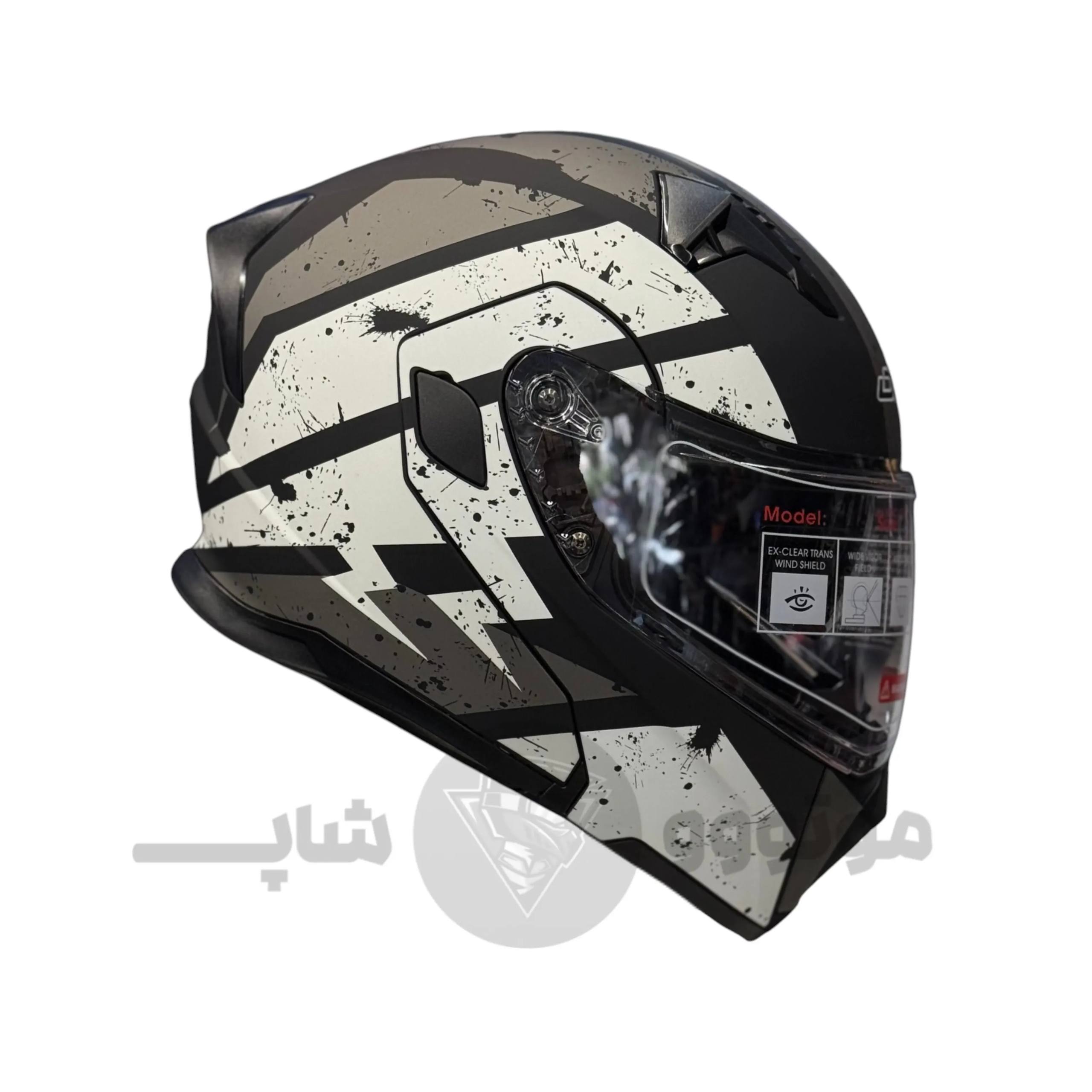 Helmet Movable jaw da1 106 Black Matte Gray White 1 کلاه کاسکت فک متحرک برند da1 مدل 106 Black Matte Gray White