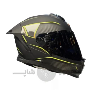 کلاه کاسکت فک ثابت برند استیل برد مدل SBH57 Matte black neon