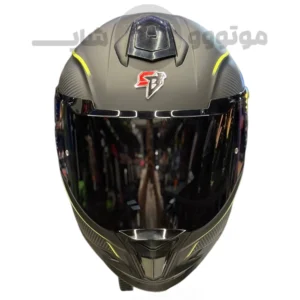 کلاه کاسکت فک ثابت برند استیل برد مدل SBH57 Matte black neon