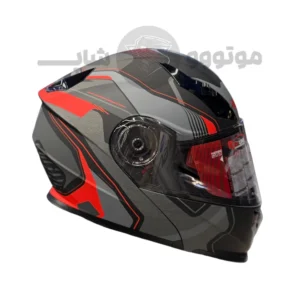 کلاه کاسکت فک متحرک برند ردلاین مدل Matte black Red gray 939