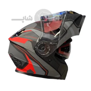 کلاه کاسکت فک متحرک برند ردلاین مدل Matte black Red gray 939