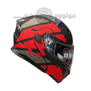 کلاه کاسکت فک متحرک برند da1 مدل 106 Black Matte Gray red