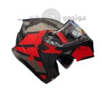 کلاه کاسکت فک متحرک برند da1 مدل 106 Black Matte Gray red