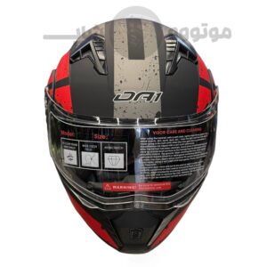 کلاه کاسکت فک متحرک برند da1 مدل 106 Black Matte Gray red
