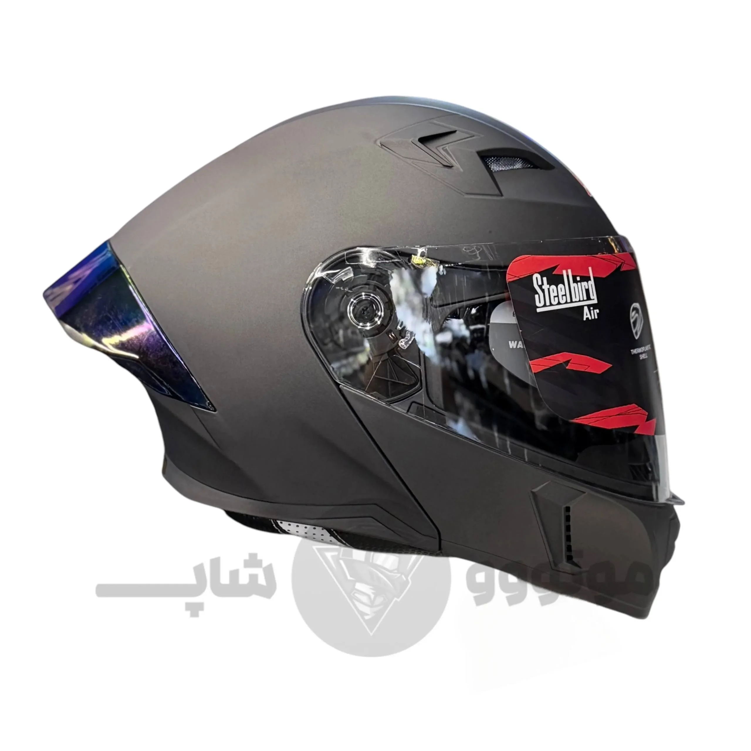 helmet-movable-jaw-steelbird-sb20-matte-black (1) کلاه کاسکت فک متحرک برند استیل برد مدل SB20 Matte Black